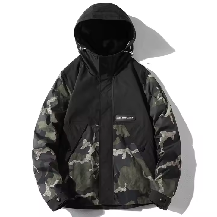 Chaqueta de Camping Casual para Hombres Abrigo con Capucha a Prueba de Viento - 1