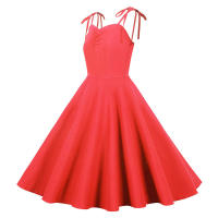 Strapless women summer solid slim a-line midi party dress - details 26