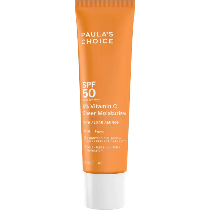 Paula's Choice 5% Vitamina C Sheer Moisturizer SPF 50, protector solar invisible ligero de amplio espectro, ilumina la opacidad, - 1