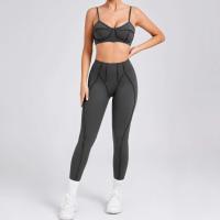 Ropa deportiva de gimnasio reforzada para mujer, traje de yoga de entrenamiento para mujer, ropa deportiva gris café 2024 - details 5