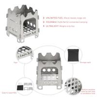Estufa de bolsillo de madera plegable ultraligera portátil para exteriores de titanio/acero inoxidable para acampar, pescar y senderismo - details 2