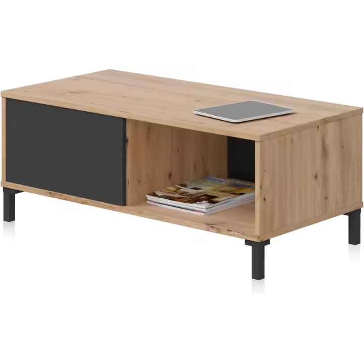 Mueble de Buffet de Estilo Brooklyn Puertas y 3 Cajones Acabado en Color Roble Nodi y Gris Antracita Medidas: 154 cm (Ancho) x 74 cm (Alto) x 41 cm (Fondo) - 1