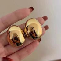 Pendientes de Metal con forma de gota de agua para mujer y niña, aretes ovalados brillantes, Color dorado y plateado, a la moda - details 7