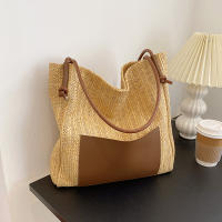 Bolso de mano de punto ahuecado de paja, bolso de hombro hecho a mano de gran capacidad, bolso de playa informal de diseñador para mujer - details 15