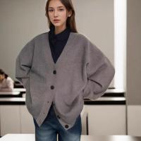 Suéter de punto con cuello en V para mujer, informal, ropa de abrigo, 2024 - details 2