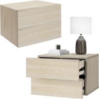 2 Mesillas Noche 42x29x30 cm Beige Roble Somona Armario Colgante 2 Cajones Cómoda Flotante Armario Pared Cajonera Mueble Auxiliar Organizador para Dormitotio Salón o Habitación - details 0