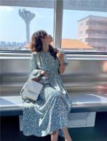 Vestido corpiño con mangas florales frescas para mujer, vestido largo romántico de estilo francés con temperamento suave, tejido de poliéster estampado - details 22