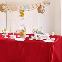 Mantel de satén rectangular rojo, mantel de boda, para Navidad, Baby Shower, eventos de cumpleaños, decoración de banquetes, comedor en casa - details 11