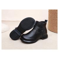Botas de cuero para mujer Botas de invierno de moda para mujer Zapatos de tacón bajo cálidos y antideslizantes para mujer - details 19