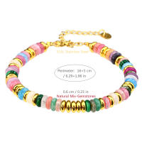 Pulsera de cuentas de piedras preciosas mezcladas de colores de piedra Natural, joyería hecha a mano para vacaciones de verano dulce y bonita para mujer bohemia - details 3