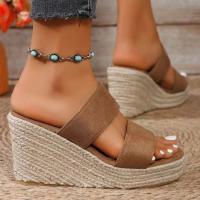 Sandalias de cuña de lujo para mujer, calzado de verano con punta abierta, zapatos de plataforma cómodos, tacones altos, talla 43 - details 0