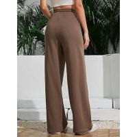 Pantalones de cintura alta y pierna ancha para mujer, pantalones holgados de calidad con cordón, primavera y otoño - details 24