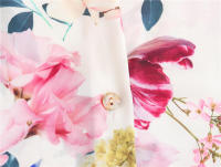 OUWU- Bazaleas Store Camisas y blusas elegantes Traf Camisa linda con estampado floral para mujer Blusa oficial con botones de satén - details 7