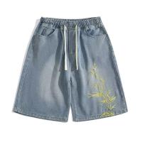 Pantalones Cortos de Bambú Bordados para Hombres en Verano Estilo Chino Ligero con Diseño Fino para Parejas Cinco Cuaros Informales Lavados de Calle de Alta Calidad - details 1