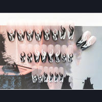 Uñas postizas con llamas impresas, decoración Artificial, cómodas de llevar, manicura para actuaciones en escenario - details 1