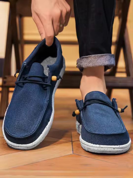 Zapatos de lona de hombre de talla grande para primavera y verano, estilo casual, ligeros y de un solo pedal. - 1
