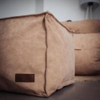 Reposapiés Salon de Lujo - [50x40x30 cm] Sofá Puf de Diseño con Relleno Incluido para Escritorio u Oficina - Taburete Bean Bag Silla Grande en Cuero Sintético Beige - details 4