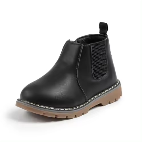 Botas de cuero antideslizantes impermeables para niño y niña, botines de trabajo para el tobillo de combate para nieve y invierno, talla US 5,5-9,5 - 1