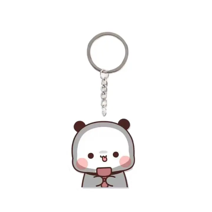 LLavero de acrílico Super lindo para pareja, Animal de dibujos animados, Bubu Dudu, oso Panda, dulce, Kawaii, dibujos animados, Bubu Dudu - 1