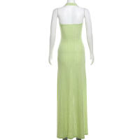 BUNO-Vestido largo liso con cuello Halter para Mujer, prenda elegante sin mangas con abertura lateral, ropa de calle para vacaciones - details 10