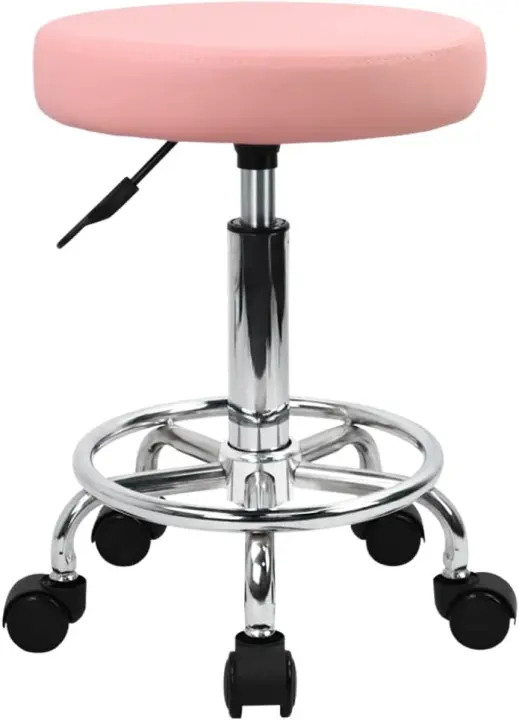 Taburete Giratorio de Cuero PU Ajuste de Altura Diseño Redondo Silla de Masaje para Trabajo Negro - 1