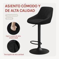 2X Taburete de Bar con Respaldo Terciopelo Taburetes Alto Cocina Regulable en Altura Taburete Giratorio Sillas Bar Taburete de Escritorio Negro BH219sz-2 - details 3
