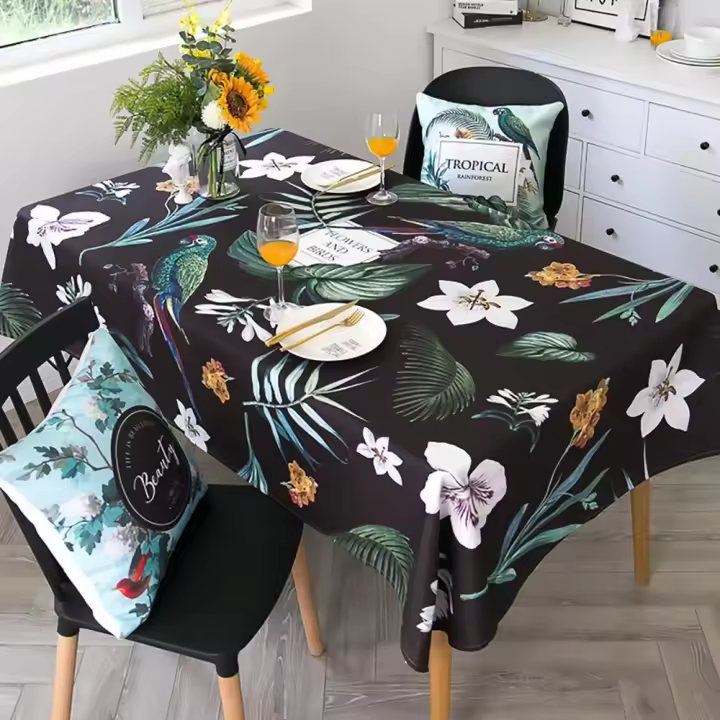 wer Rose Plant - Cubierta de mesa impermeable de tela rectangular 3d para fiesta, hogar, cocina - 1
