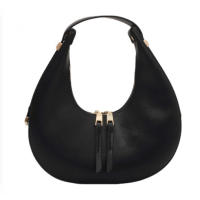 Bolso de Hombro de Cuero PU en Forma de Media Luna para Mujer, Diseño de Moda, Color Sólido, Correa Ajustable - details 2