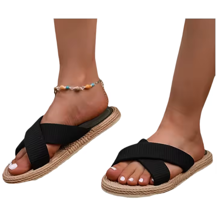 Sandalias Planas Negras para Mujer Pisa Fuerte con Estilo, Ligereza y Comodidad en Verano, Zapatillas de Playa Antideslizantes, Calzado Casual - 1