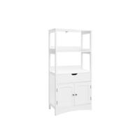 Armario de Baño, Armario de Baño Estrecho, Armario de Almacenaje, Armario Pequeño, con Cajón, Puerta de Persiana, para Baño, Salón, Dormitorio, 30 x 32 x 87 cm, Blanco BBC43WT - details 7