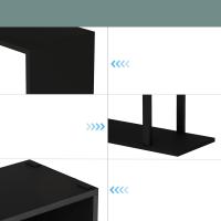 Estantería geométrica, estantería en forma de S, estantería de 6 niveles para dormitorio, estantería decorativa de madera moderna, estantería alta para oficina en casa, color negro - details 8