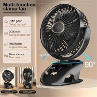 Ventilador pequeño con Clip para escritorio, ventilador Personal portátil con Clip USB para casa, oficina, cama de viaje, cochecito, Camping, Aire libre, blanco - details 6