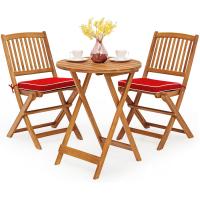 Set de Bistró con 3 Piezas Plegables, Mesa y Sillas Terraza de Madera de Acacia con 2 Cojines Acolchados Extraíbles, Muebles de Exterior para Patio Jardín Veranda Balcón (Azul Oscuro) - details 18