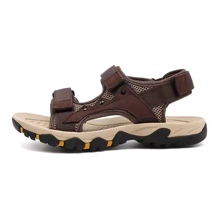 Sandalias de piel de vaca de primera capa para exteriores, sandalias de senderismo de verano, zapatos de playa con punta abierta - 1
