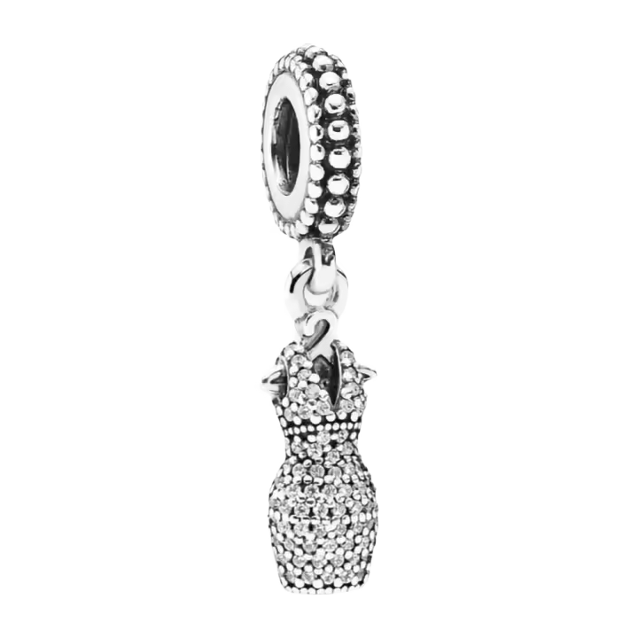 Deslumbrante colgante de plata de ley con vestido de fiesta Charm792062CZ, incluye Ca original - 1