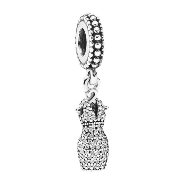 Deslumbrante colgante de plata de ley con vestido de fiesta Charm792062CZ, incluye Ca original - 1