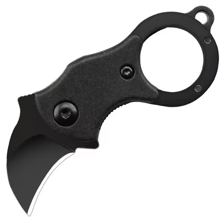 Mini cuchillo plegable para senderismo y acampada, herramientas de supervivencia al aire libre, portátil, de acero inoxidable negro, cuchillo de bolsillo afilado, llavero colgante - 1