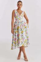 Vestido Midi de Verano Ouwu Encaje con Lazo en la Espalda, Cuello en V, Sin Mangas, Moda para Damas - details 11