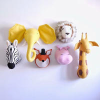 Creative Stuffed Toys Wall Hanging Animals Head Kids Room Doll Accessories Nordic Style Home Exhibition Decorations Party Props - details 4