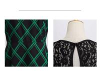 Lace patchwork summer women a line elegant vintage party dress with belt - details 83