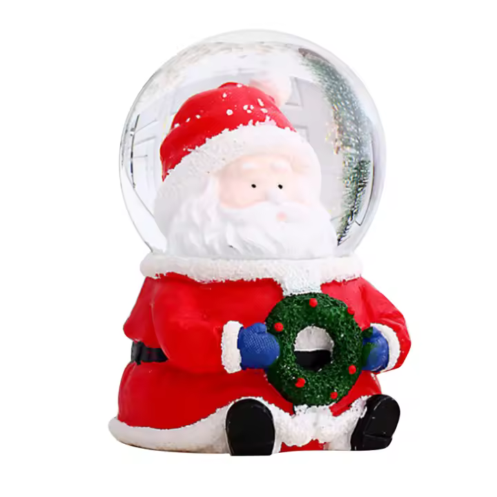 Globo de nieve navideño que cambia de color, bola de cristal navideña iluminada, decoración de resina, adornos de bolas de Navidad de vidrio, cabeza grande, anciano grande - 1