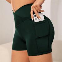 Pantalones cortos de motociclista de cintura alta cruzada para mujer, bolsillos laterales, suaves y cómodos, cruzados, para correr, Yoga, pantalones cortos atléticos - details 15