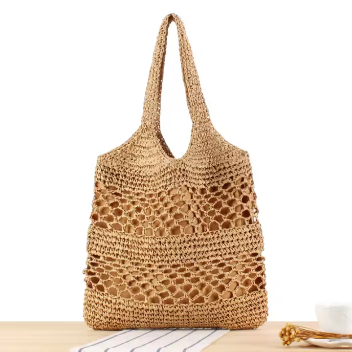 Instagram-Cuerda de papel hueca tejida a hierba para ocio, hombro versátil de moda con bolsa de viaje de gran capacidad, novedad - 1