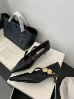 Zapatos Mary Jane con punta francesa, boca poco profunda, estilo retro, tacón delgado, para la noche, con detalles metálicos y florales. - details 9