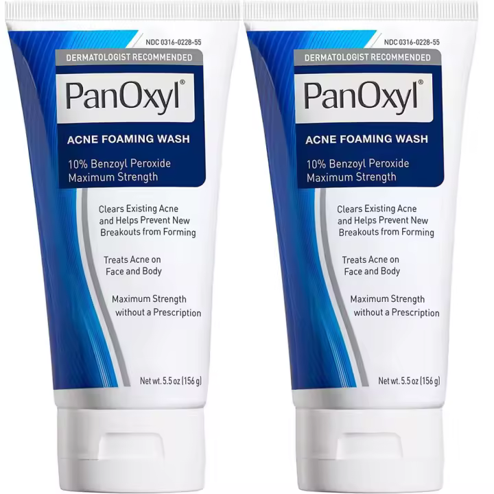 PanOxyl Acne Foaming Wash Peróxido de benzoilo 10% antimicrobiano de máxima potencia, 5,5 oz (paquete de 2) - 1