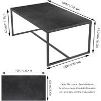 Mesa de centro de mármol para café: Mesa auxiliar de café con marco de metal estilo nórdico moderno para sofá de salón 100x60x43cm (gris) - details 18