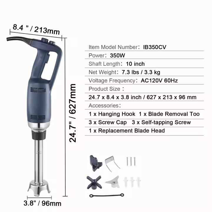 SucceBuy Batidora de inmersión comercial, batidora manual resistente, práctica batidora portátil para sopa, salsas, puré de patatas y crema - 1