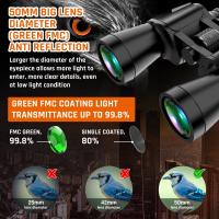 Prismáticos militares de alta potencia para adultos, binoculares de visión nocturna con poca luz, HD compacto profesional/Diario, impermeables para observación de aves, caza/viajes/al aire libre, 20x50 - details 6