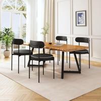 4, sillas de comedor nórdicas para cocina, patas de metal, silla de salón acolchada, respaldo y patas de acero negro, para sala de estar, comedor - details 1
