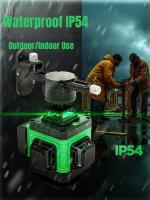 Nivel láser verde profesional de 16 líneas 4D autonivelante 360 °   Línea cruzada horizontal y vertical: haz ultrabrillante con ±0,2 °   Precisión, IP54 resistente al agua para construcción, renovación y bricolaje, 360 °   Diseño completo para pared/suelo - details 3